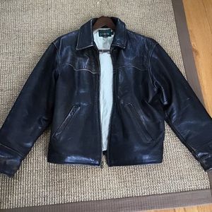 Deep chocolate brown leather Bomber Jacket